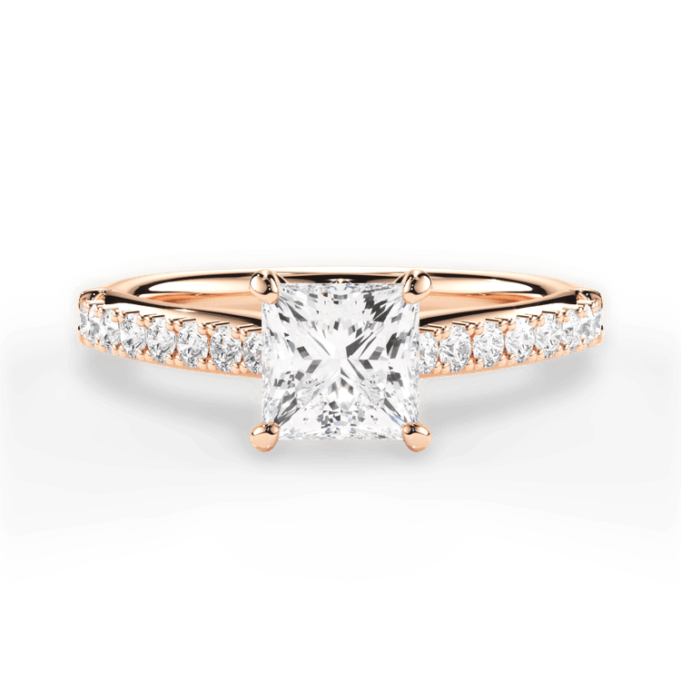 The Adele Pear Shaped 18kt Rose Gold French-Set Diamond Band Engagement Ring