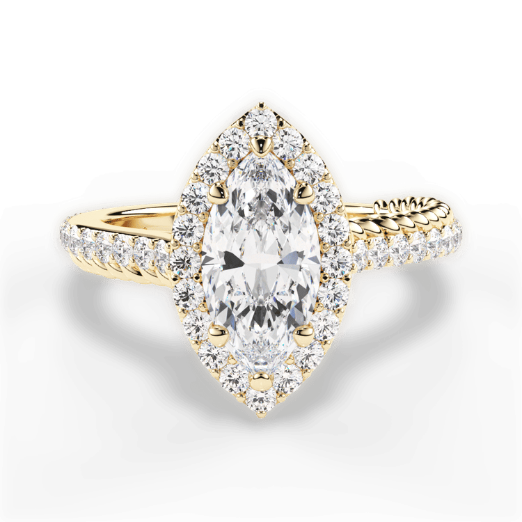 The Xiomara Marquise Cut 18kt Yellow Gold Two-Sided Split Diamond Engagement Ring