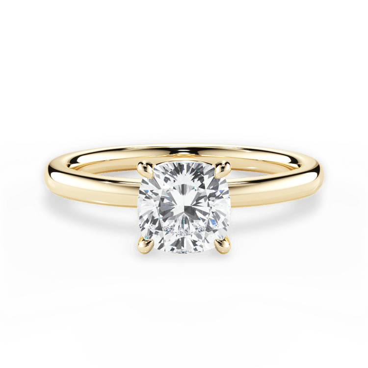 The Elodie Cushion Cut 18kt Yellow Gold Classic Solitaire Engagement Ring