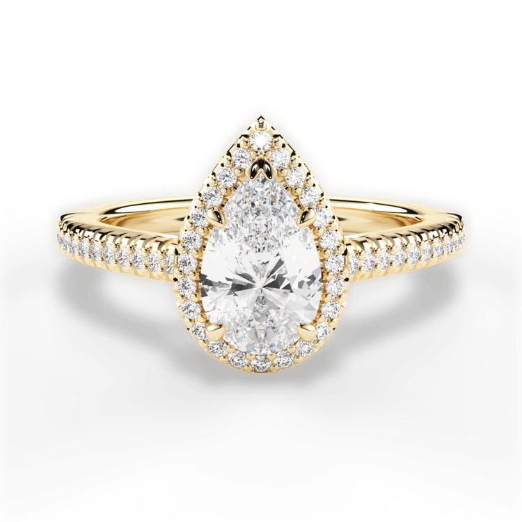 The Kris Princess Cut 18kt Yellow Gold Vaulted Halo Diamond Band Engagement Ring