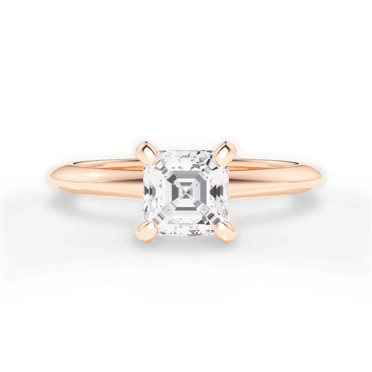 The Sybil Asscher Cut 18kt Rose Gold Solitaire Knife-Edge Engagement Ring