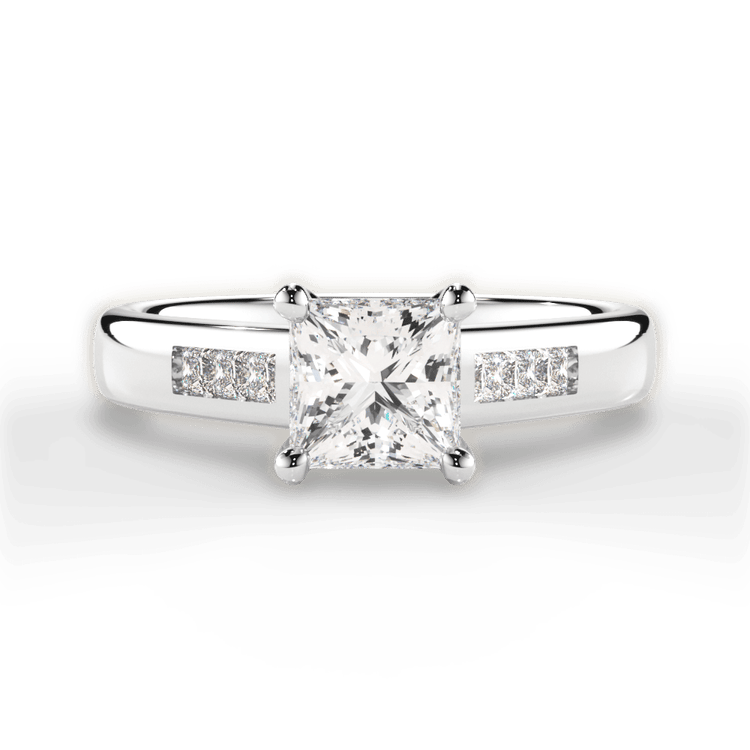 The Valentina Pear Shaped Platinum Solitaire Channel-Set Diamond Band Engagement Ring