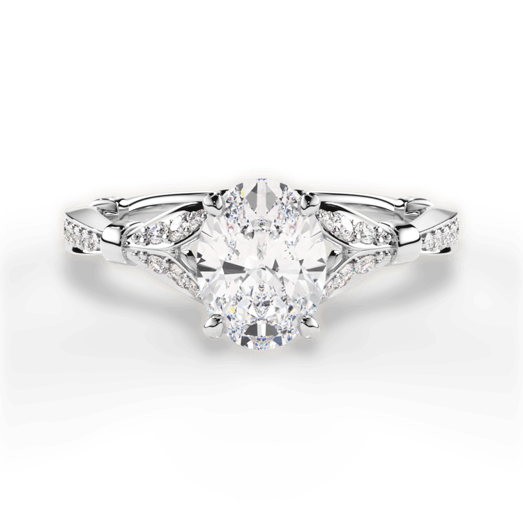 The Korina Oval Cut Platinum Vintage Diamond Embellished Prong Engagement Ring