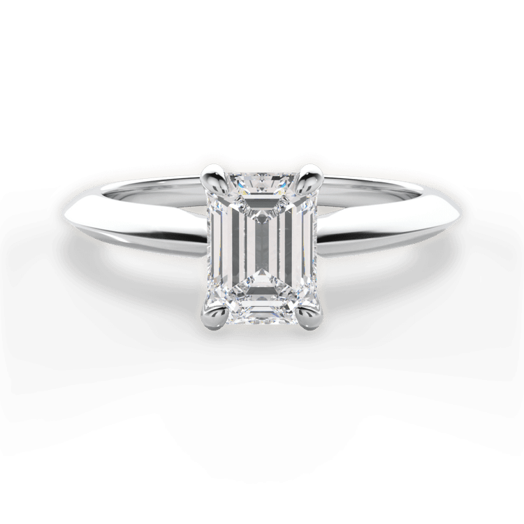 The Althea Emerald Cut Platinum Solitaire Knife-Edge Engagement Ring