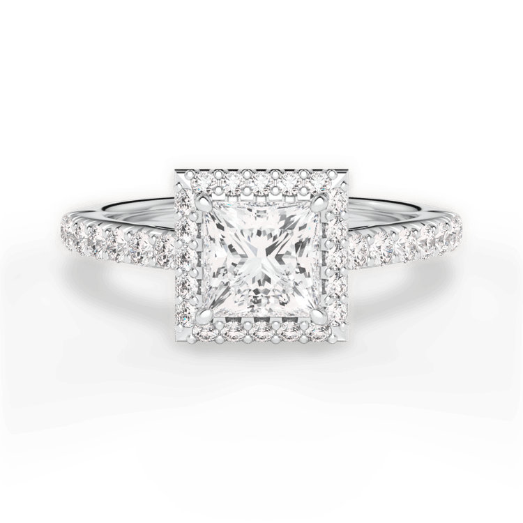 The Laura Pear Shaped 14kt White Gold Classic French-set Halo Diamond Band Engagement Ring