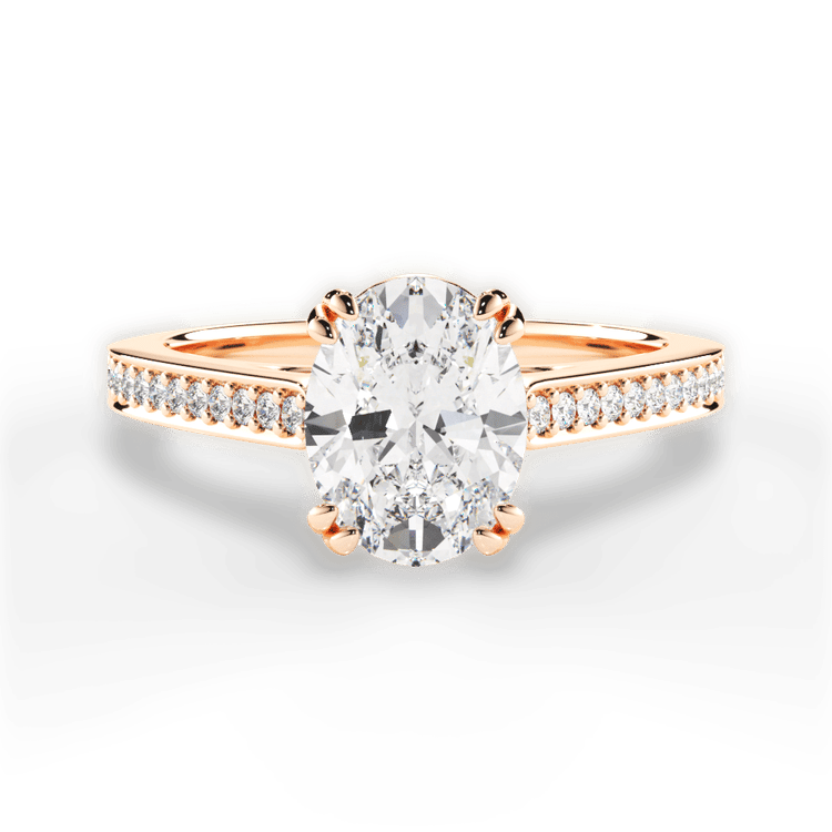 The Zahra Oval Cut 18kt Rose Gold Pavé Vaulted Diamond Engagement Ring