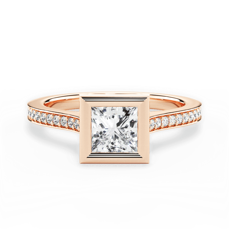 The Tyler Pear Shaped 18kt Rose Gold Bezel-Set Pavé Diamond Band Engagement Ring