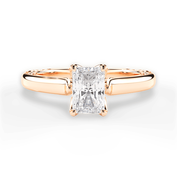The Kenzie Radiant Cut 18kt Rose Gold Solitaire Diamond Braided Engagement Ring