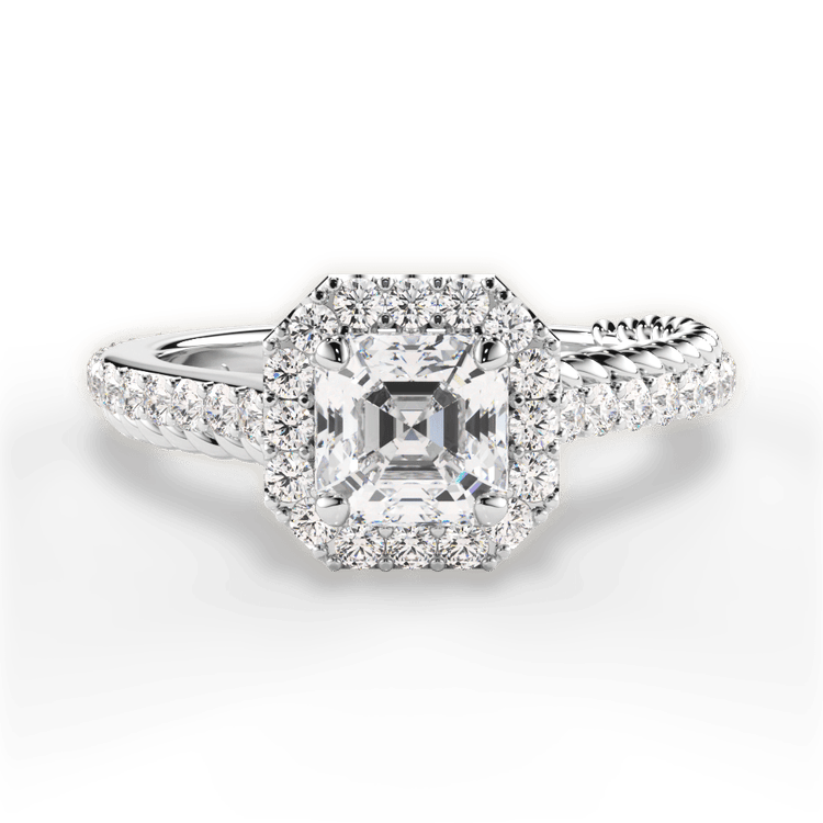 The Xiomara Asscher Cut Platinum Two-Sided Split Diamond Engagement Ring