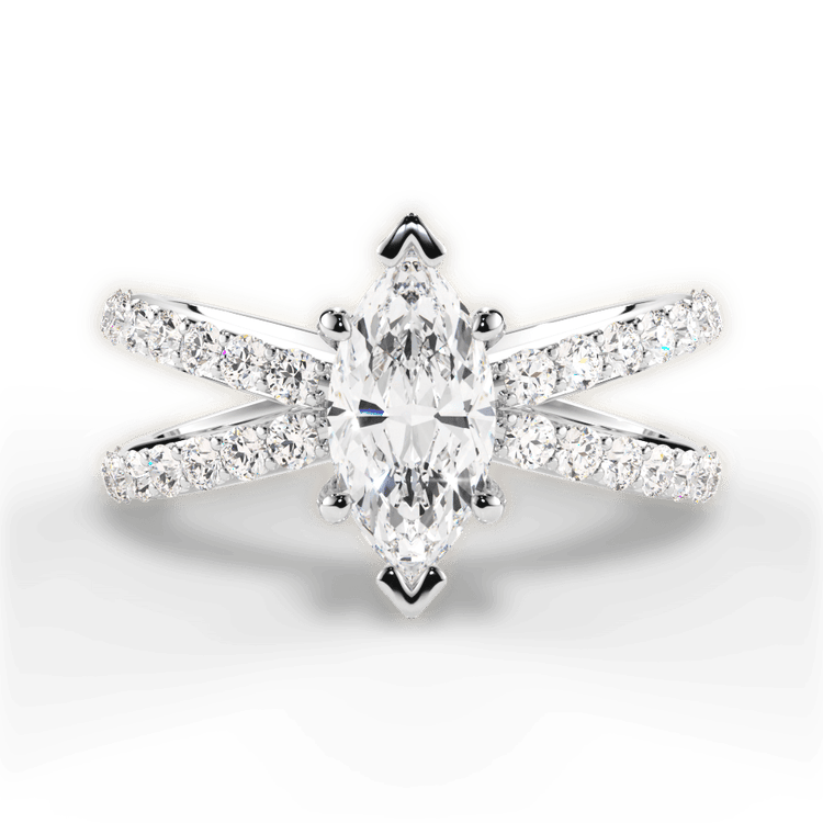The Nora Marquise Cut Platinum Open Band Diamond Engagement Ring