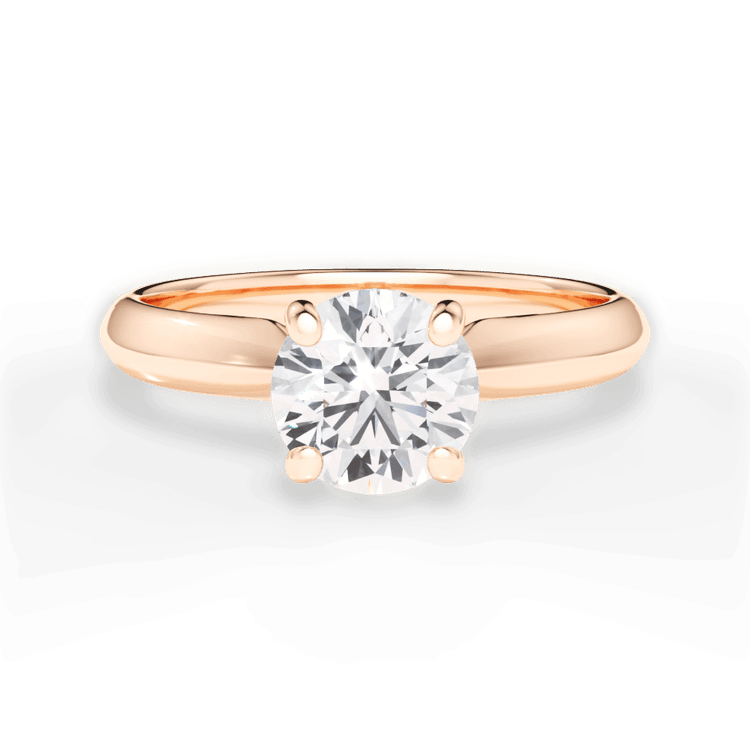 The Zoya Round Cut 18kt Rose Gold Solitaire Knife-Edge Engagement Ring