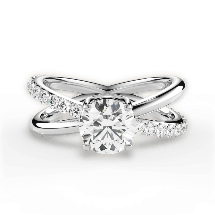 The Odette Round Cut Platinum Modern Open Band Diamond Engagement Ring
