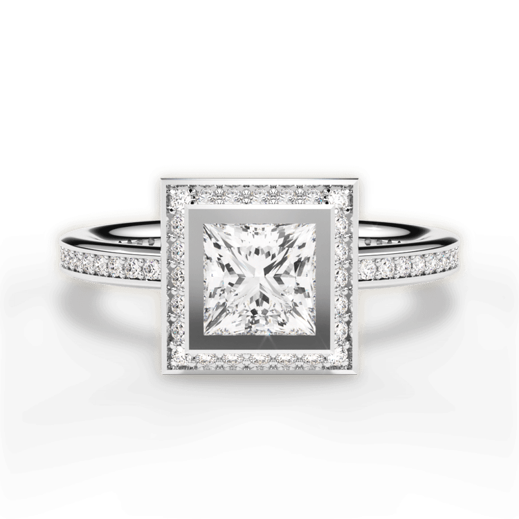 The Ritani Endless Love Pear Shaped Platinum Round Vintage Halo Micropavé Diamond Band Engagement Ring