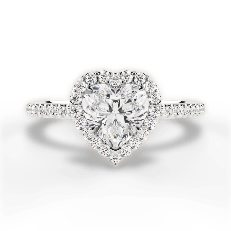 The Onesty Heart Shaped Platinum French-Set Halo Diamond Gallery Engagement Ring