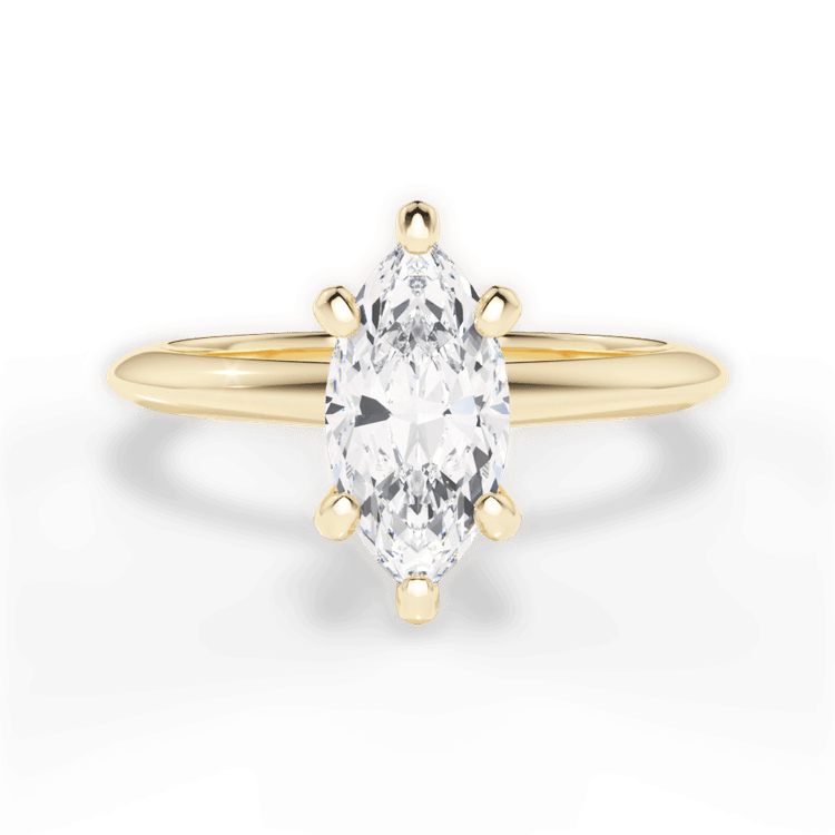 The Sybil Marquise Cut 18kt Yellow Gold Solitaire Knife-Edge Engagement Ring