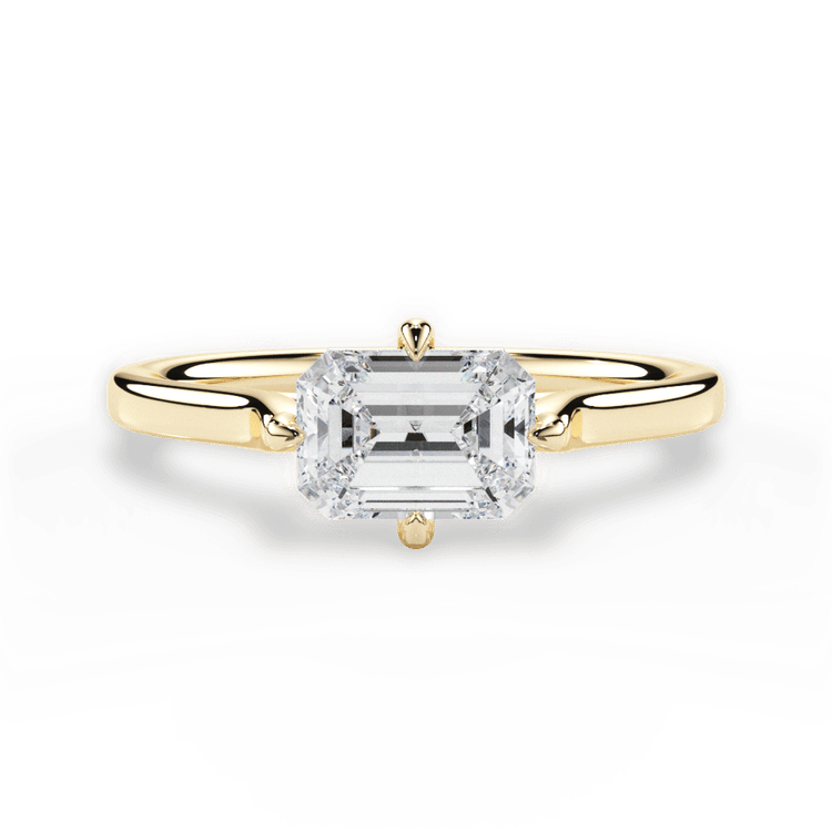 The Kat Emerald Cut 18kt Yellow Gold Kite-Set Solitaire Engagement Ring