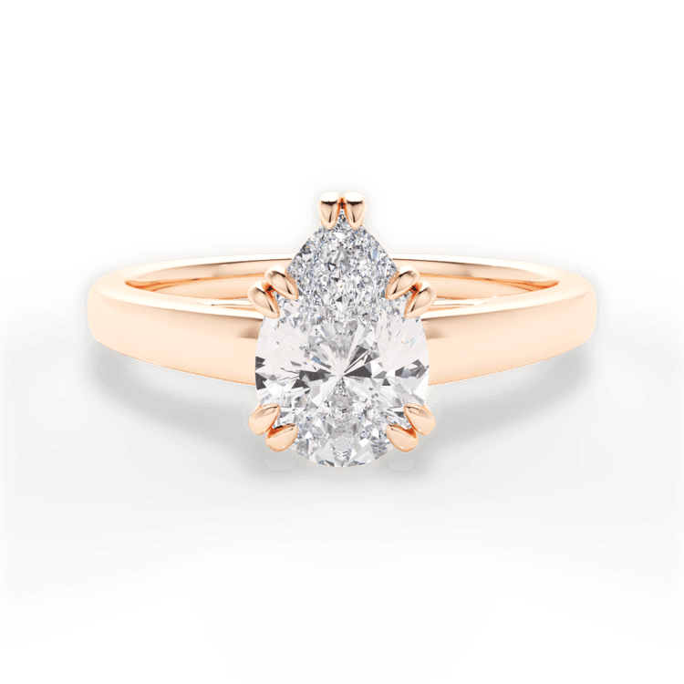 The Brooke Princess Cut 18kt Rose Gold Solitaire Cathedral Tulip Engagement Ring