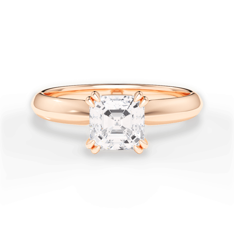 The Romie Asscher Cut 18kt Rose Gold Solitaire Knife-Edge Tulip Engagement Ring