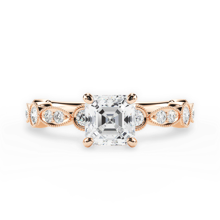 The Ciela Asscher Cut 18kt Rose Gold Split Double Band Solitaire Engagement Ring