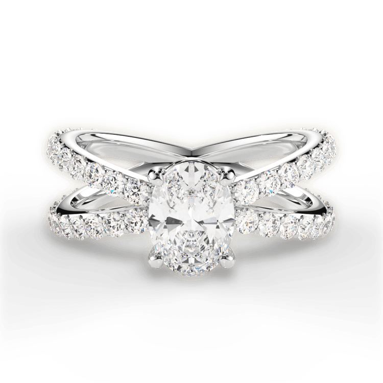 The Nora Oval Cut Platinum Open Band Diamond Engagement Ring