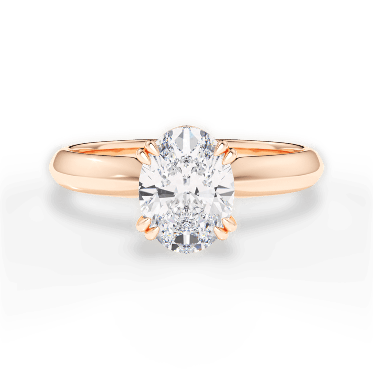 The Romie Oval Cut 18kt Rose Gold Solitaire Knife-Edge Tulip Engagement Ring