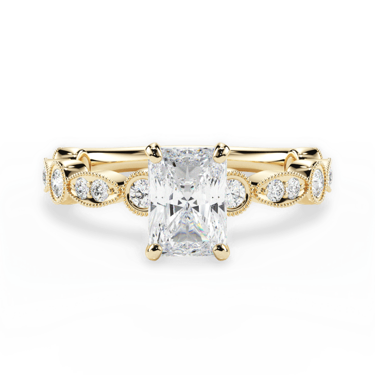 The Ciela Radiant Cut 18kt Yellow Gold Split Double Band Solitaire Engagement Ring