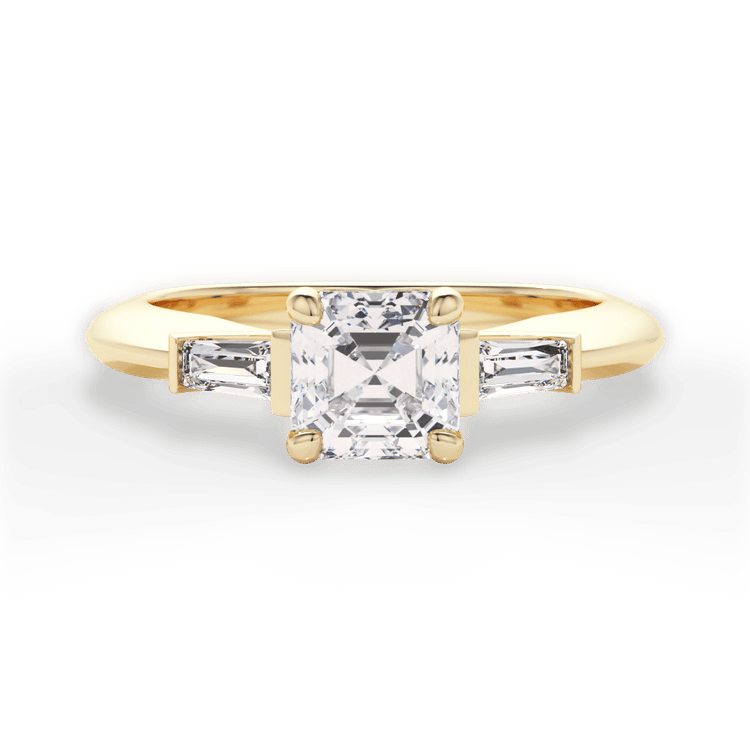 The Emma Asscher Cut 18kt Yellow Gold Tapered Baguette Diamond Engagement Ring