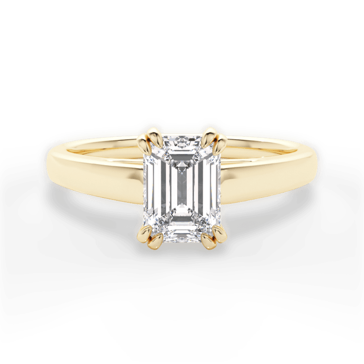 The Brooke Emerald Cut 18kt Yellow Gold Solitaire Cathedral Tulip Engagement Ring