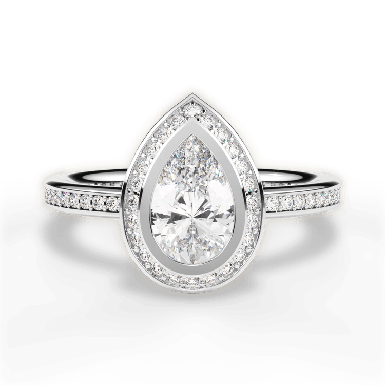 The Ritani Endless Love Princess Cut Platinum Round Vintage Halo Micropavé Diamond Band Engagement Ring