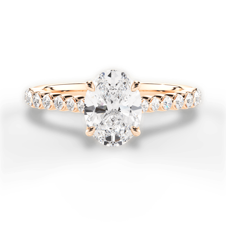 The Mikaela Oval Cut 18kt Rose Gold Floating Diamond Engagement Ring