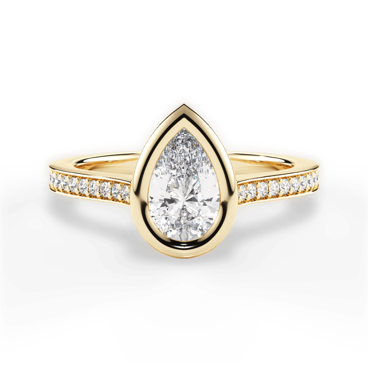 The Tyler Princess Cut 18kt Yellow Gold Bezel-Set Pavé Diamond Band Engagement Ring