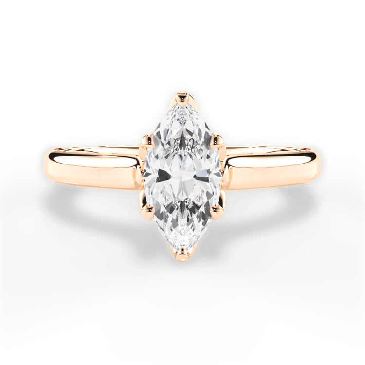 The Kenzie Marquise Cut 18kt Rose Gold Solitaire Diamond Braided Engagement Ring