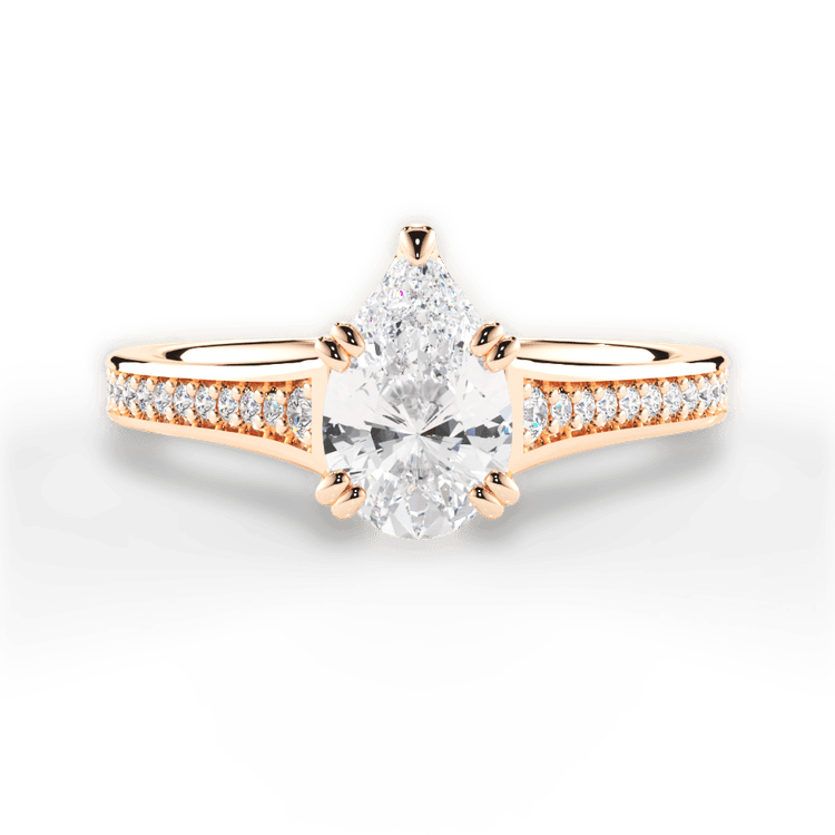 The Evita Princess Cut 18kt Rose Gold Micropavé Diamond Band Engagement Ring