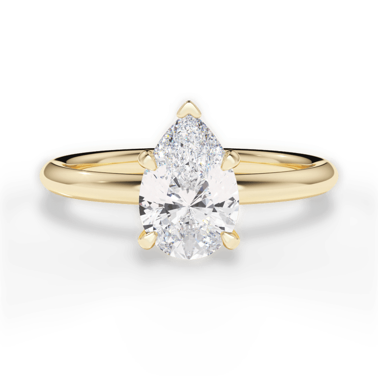 The Stella Princess Cut 18kt Yellow Gold Classic Solitaire Engagement Ring with Hidden Halo