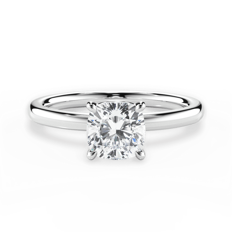 The Elodie Cushion Cut Platinum Classic Solitaire Engagement Ring