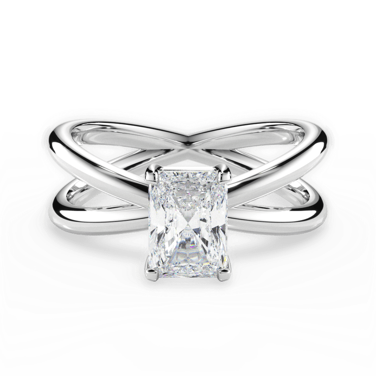 The Ciara Radiant Cut Platinum Split Double Band Solitaire Engagement Ring