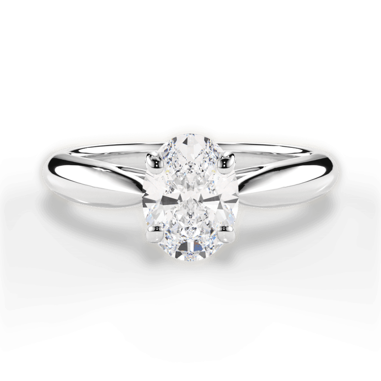 The Jasmine Oval Cut Platinum Tapered Cathedral Solitaire Engagement Ring