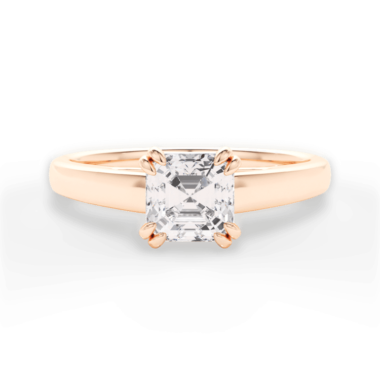 The Brooke Asscher Cut 18kt Rose Gold Solitaire Cathedral Tulip Engagement Ring