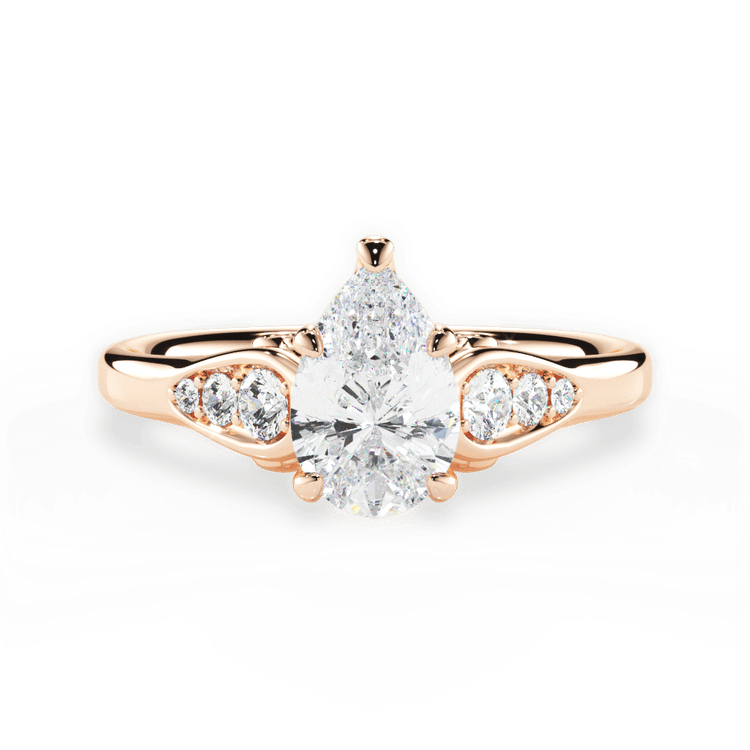 The Sloan Princess Cut 18kt Rose Gold Graduating Diamond Sidestone Engagement Ring