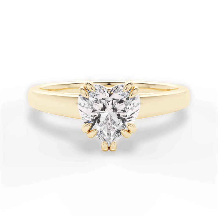 The Brooke Heart Shaped 18kt Yellow Gold Solitaire Cathedral Tulip Engagement Ring