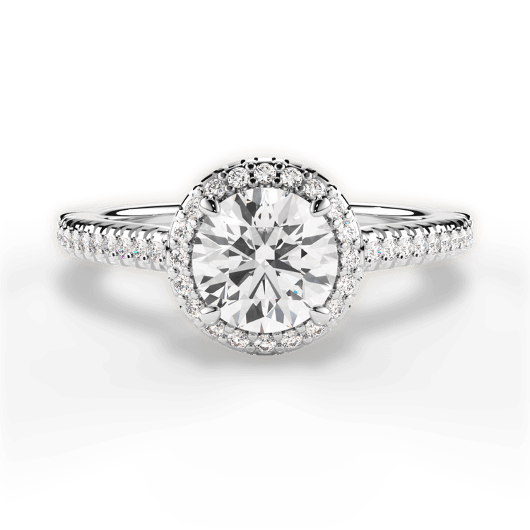 The Kris Round Cut Platinum Vaulted Halo Diamond Band Engagement Ring