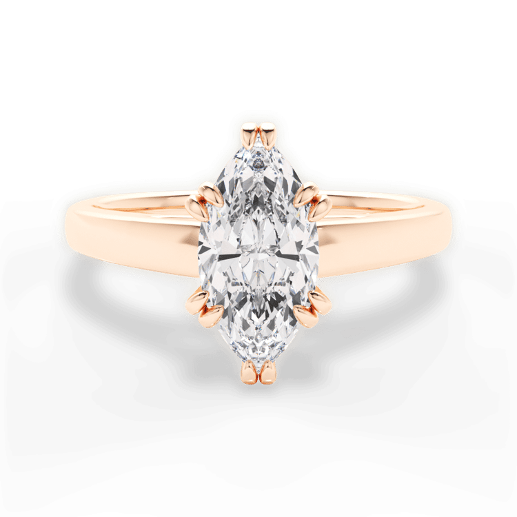 The Brooke Marquise Cut 18kt Rose Gold Solitaire Cathedral Tulip Engagement Ring