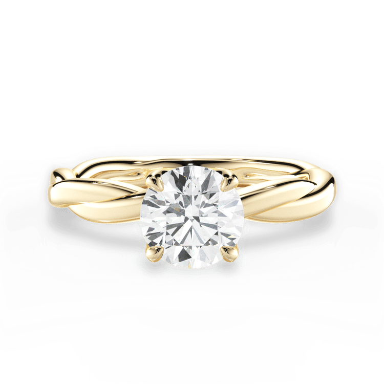 The Nina Round Cut 18kt Yellow Gold Twisted Solitaire Engagement Ring