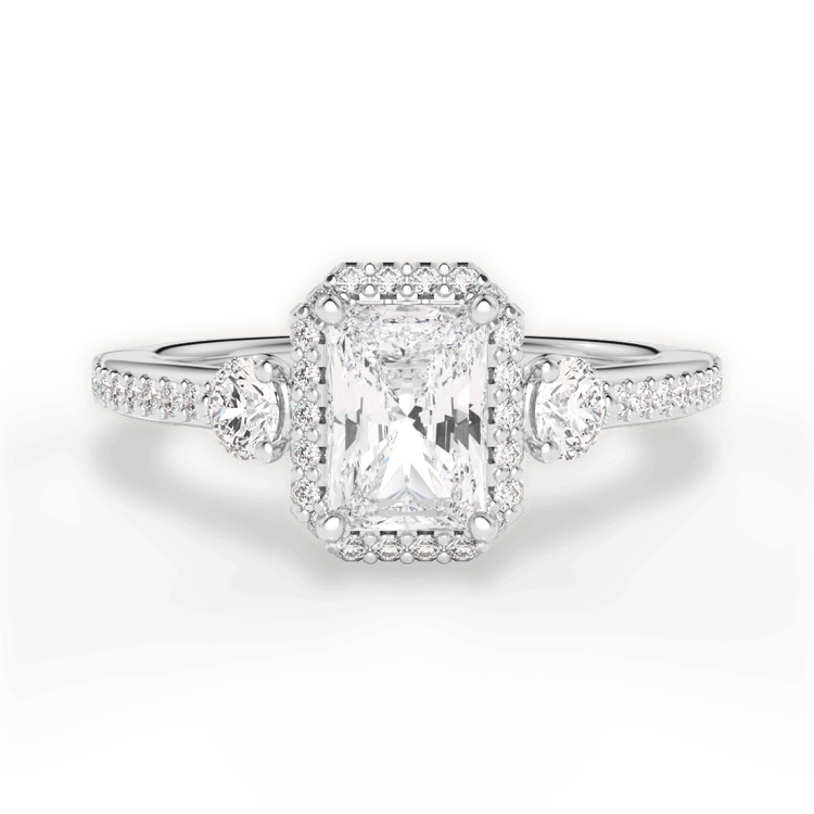 The Lina Radiant Cut Platinum Tapered Channel-Set Diamond Band Engagement Ring
