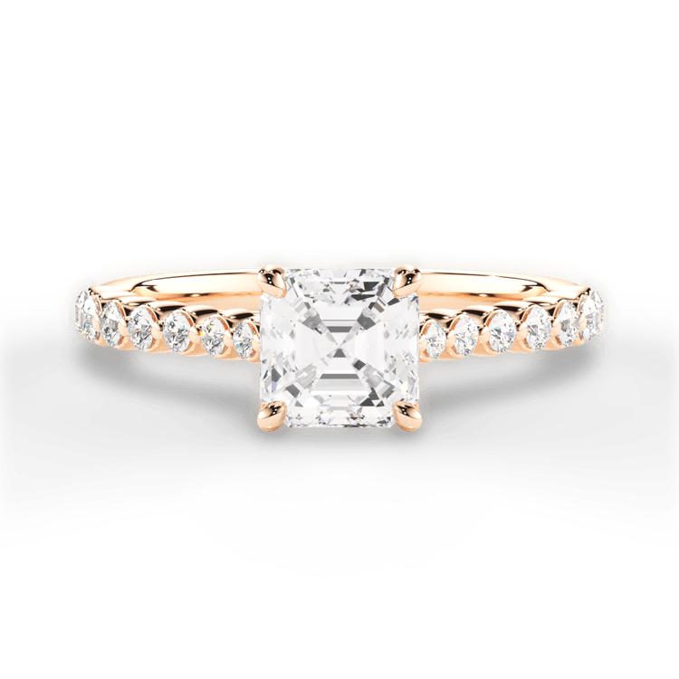 The Mikaela Asscher Cut 18kt Rose Gold Floating Diamond Engagement Ring