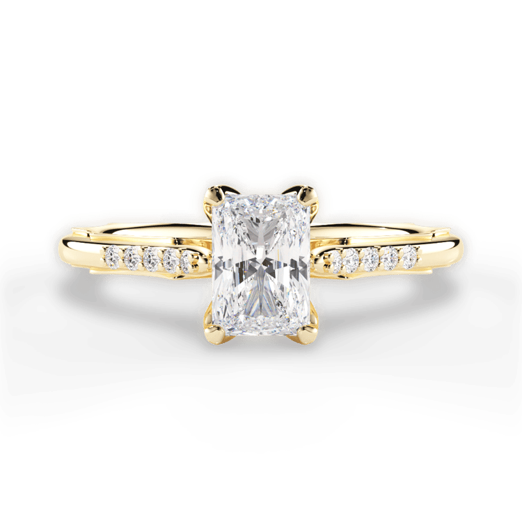 The Stephie Radiant Cut 18kt Yellow Gold Modern French-Set Band Diamond Engagement Ring
