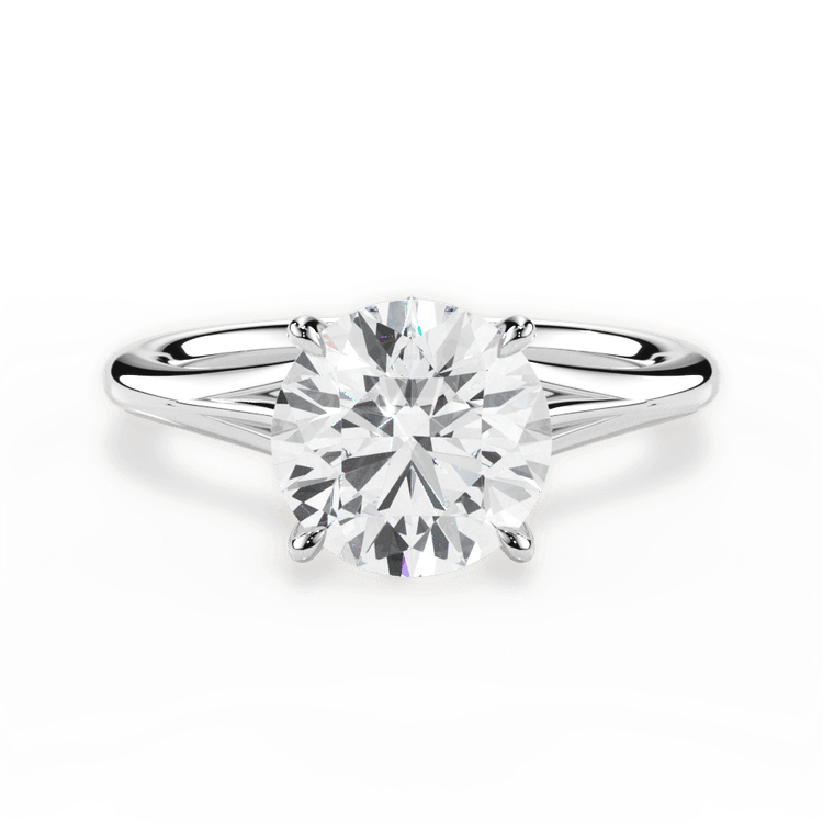 The Amata Round Cut Platinum Four-Prong Trellis Cathedral Solitaire Engagement Ring