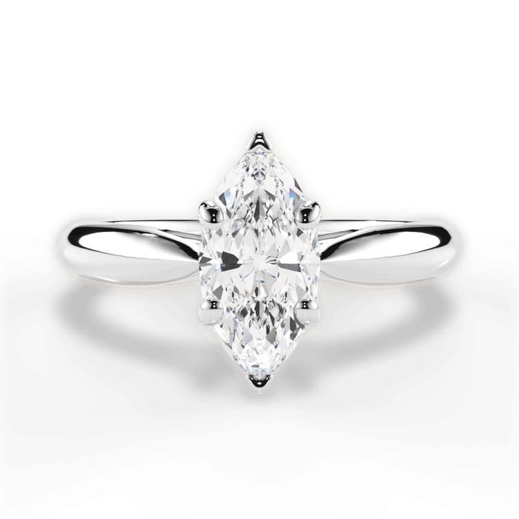 The Jasmine Marquise Cut Platinum Tapered Cathedral Solitaire Engagement Ring