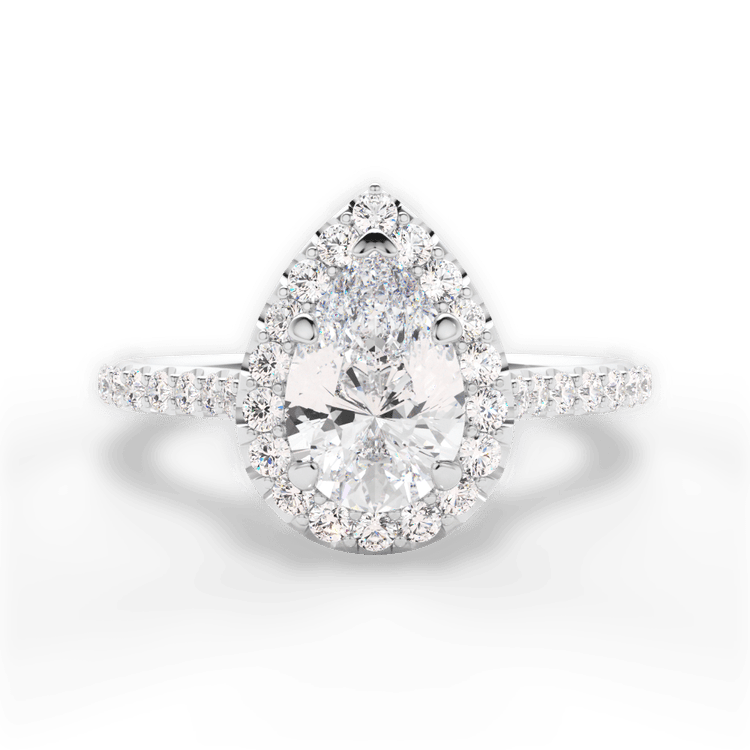 The Layla Princess Cut Platinum French-Set Halo Diamond Band Engagement Ring