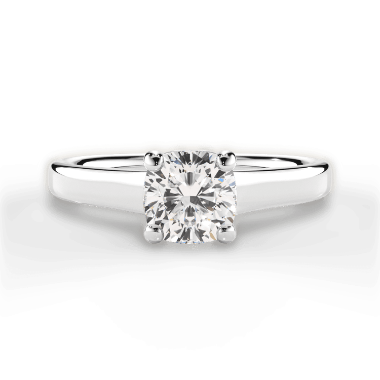 The Lily Cushion Cut Platinum Solitaire Tulip Cathedral Engagement Ring